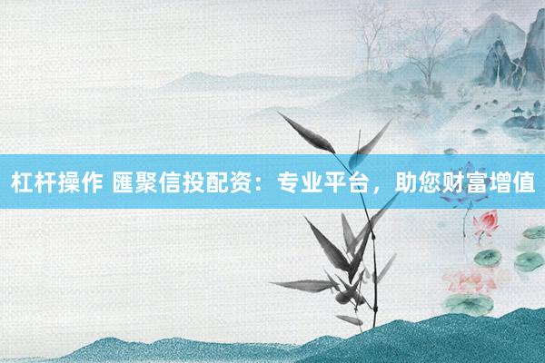 杠杆操作 匯聚信投配资：专业平台，助您财富增值