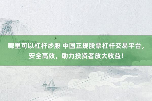 哪里可以杠杆炒股 中国正规股票杠杆交易平台，安全高效，助力投资者放大收益！