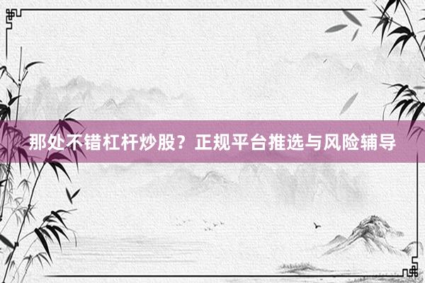 那处不错杠杆炒股？正规平台推选与风险辅导