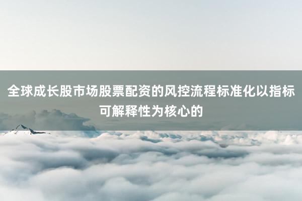 全球成长股市场股票配资的风控流程标准化以指标可解释性为核心的