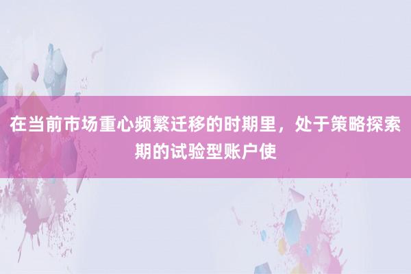 在当前市场重心频繁迁移的时期里，处于策略探索期的试验型账户使