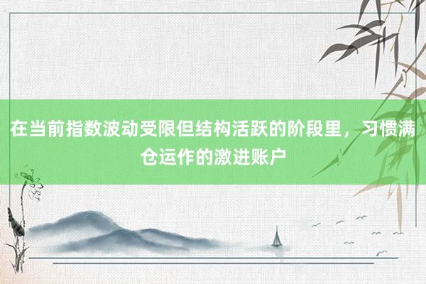在当前指数波动受限但结构活跃的阶段里，习惯满仓运作的激进账户