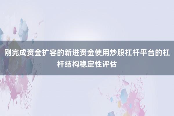 刚完成资金扩容的新进资金使用炒股杠杆平台的杠杆结构稳定性评估