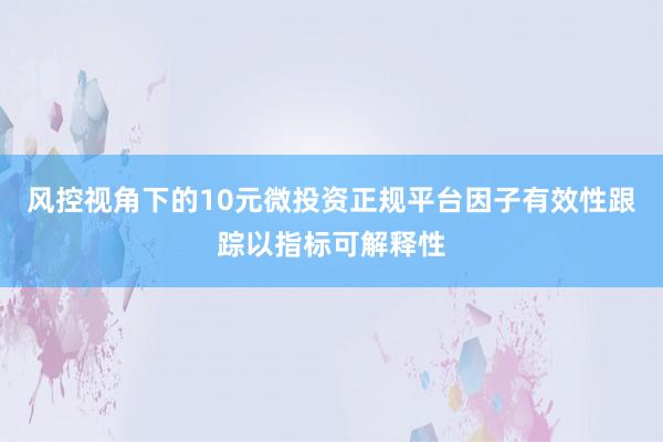 风控视角下的10元微投资正规平台因子有效性跟踪以指标可解释性