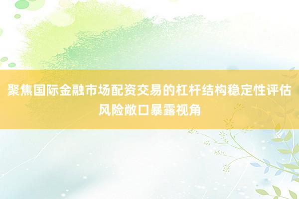 聚焦国际金融市场配资交易的杠杆结构稳定性评估风险敞口暴露视角