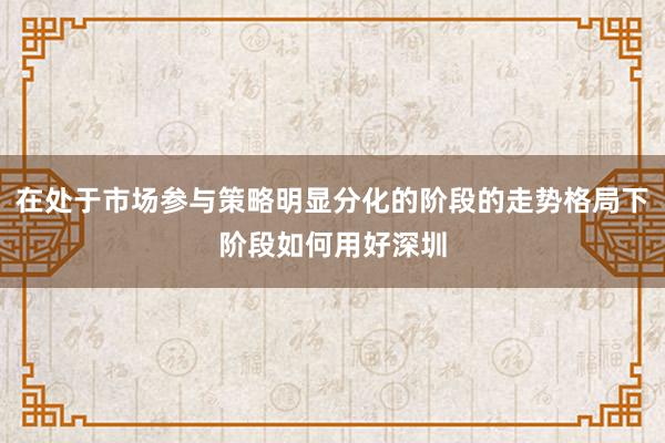 在处于市场参与策略明显分化的阶段的走势格局下阶段如何用好深圳